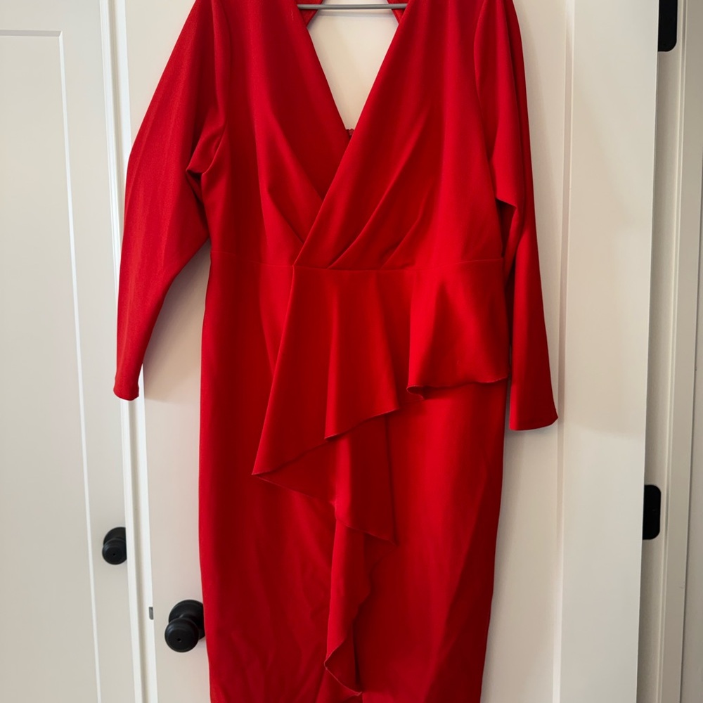 RACHEL Rachel Roy Vibrant Red Long Sleeve Dress